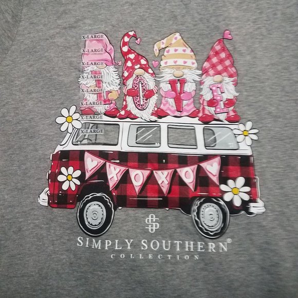 Simply Southern Tops - LOVE XOXO Gnomes Valentines Simply Southern T-Shirt XL